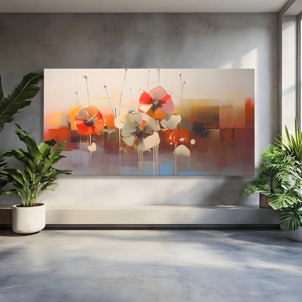 Leinwandbilder Premium LuxCanva® A1376, Gemalte Blumen , Schlafzimmer, Blumen, Gemälde, Natur, Dekorativ, Wohnen, Wohnzimmer, Lebendige Farben