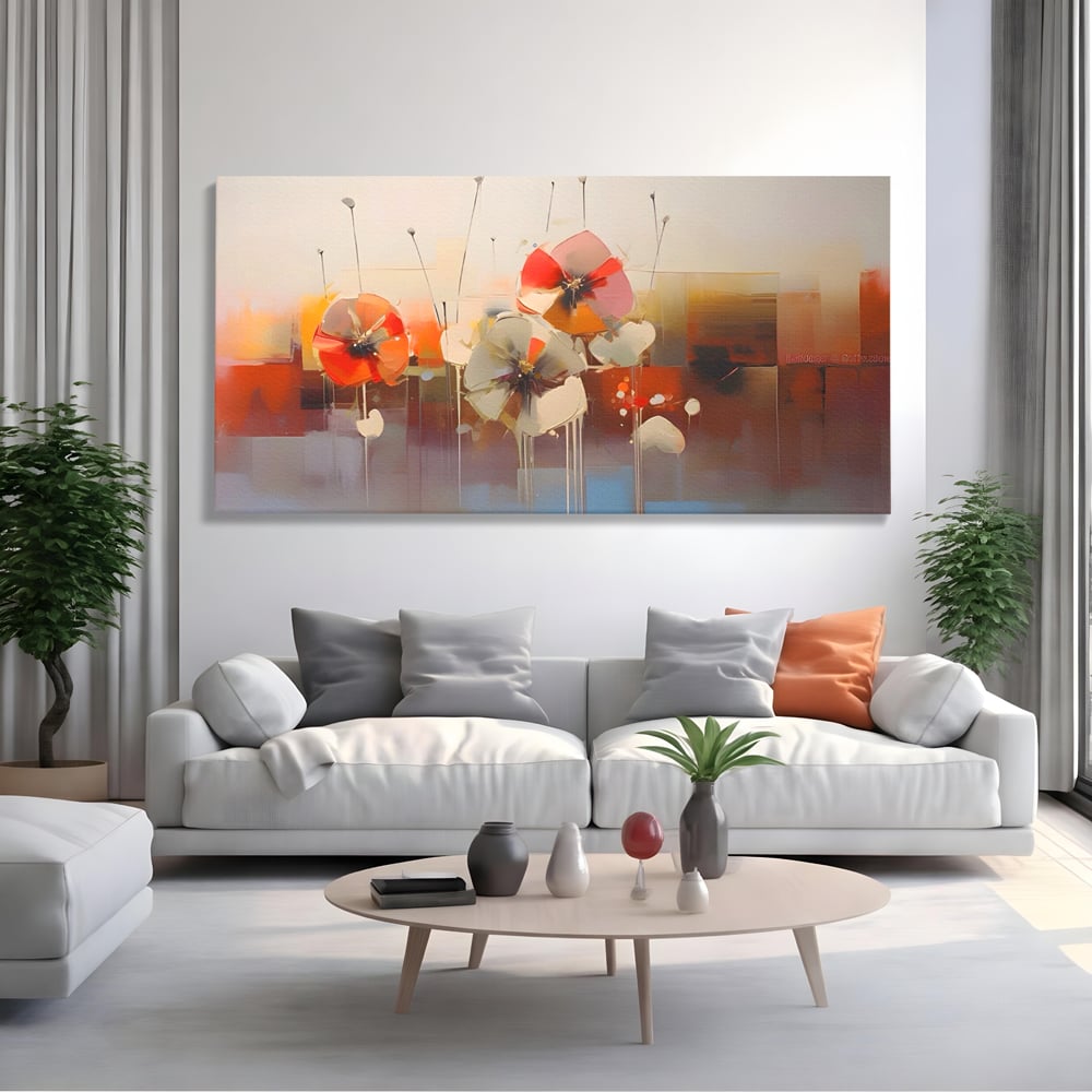 Leinwandbilder Premium LuxCanva® A1376, Gemalte Blumen , Schlafzimmer, Blumen, Gemälde, Natur, Dekorativ, Wohnen, Wohnzimmer, Lebendige Farben