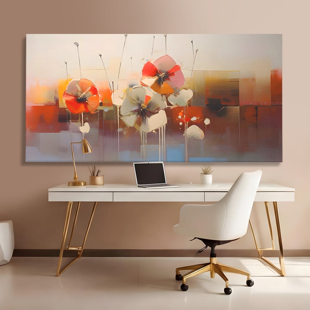 Leinwandbilder Premium LuxCanva® A1376, Gemalte Blumen , Schlafzimmer, Blumen, Gemälde, Natur, Dekorativ, Wohnen, Wohnzimmer, Lebendige Farben