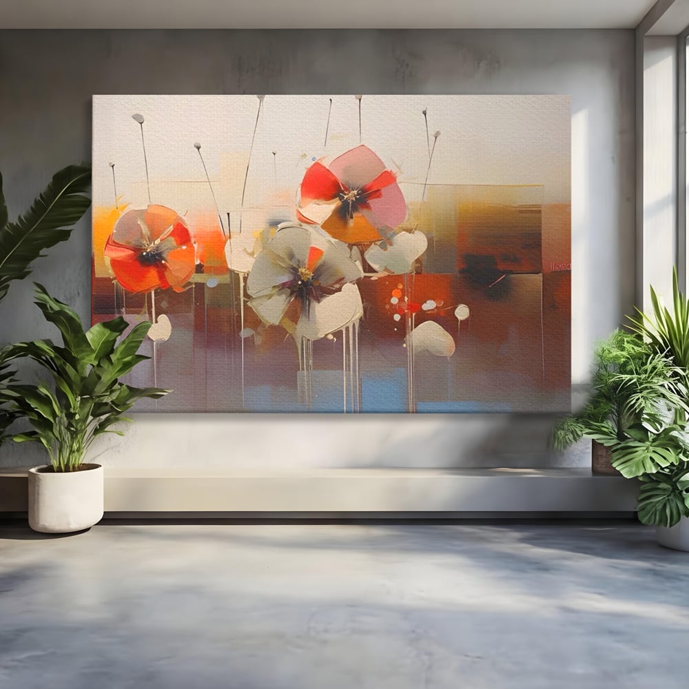 Leinwandbilder Premium LuxCanva® A1376, Gemalte Blumen , Schlafzimmer, Blumen, Gemälde, Natur, Dekorativ, Wohnen, Wohnzimmer, Lebendige Farben