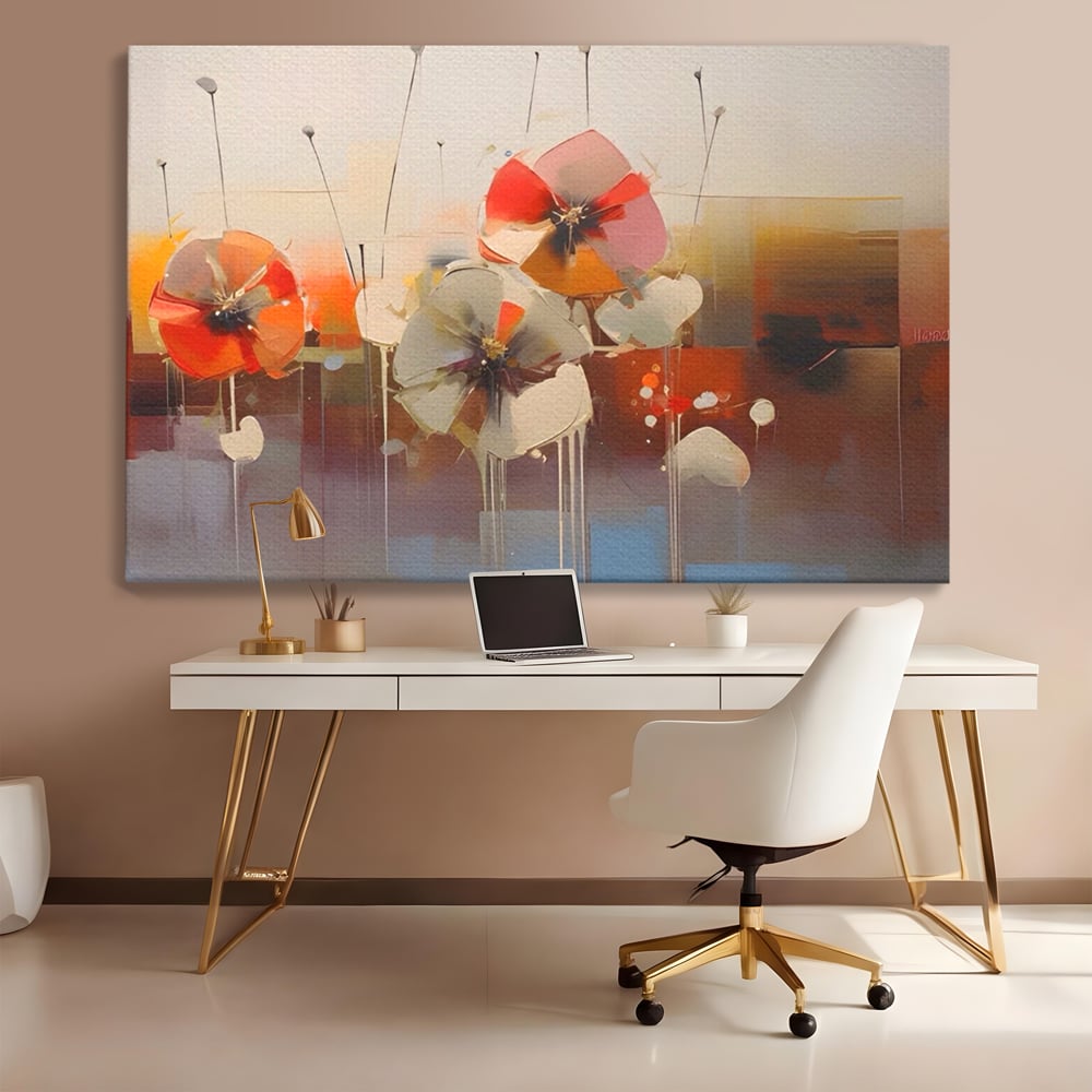 Leinwandbilder Premium LuxCanva® A1376, Gemalte Blumen , Schlafzimmer, Blumen, Gemälde, Natur, Dekorativ, Wohnen, Wohnzimmer, Lebendige Farben