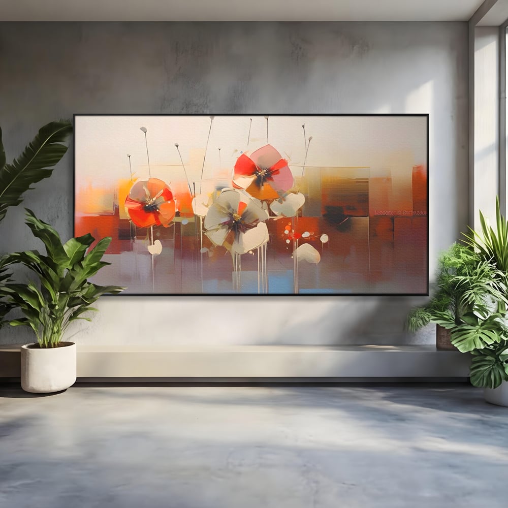 Leinwandbilder Premium LuxCanva® A1376, Gemalte Blumen , Schlafzimmer, Blumen, Gemälde, Natur, Dekorativ, Wohnen, Wohnzimmer, Lebendige Farben