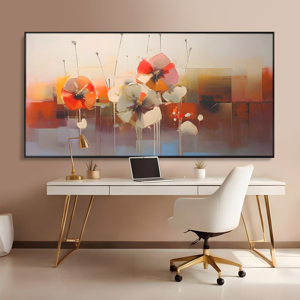 Leinwandbilder Premium LuxCanva® A1376, Gemalte Blumen , Schlafzimmer, Blumen, Gemälde, Natur, Dekorativ, Wohnen, Wohnzimmer, Lebendige Farben