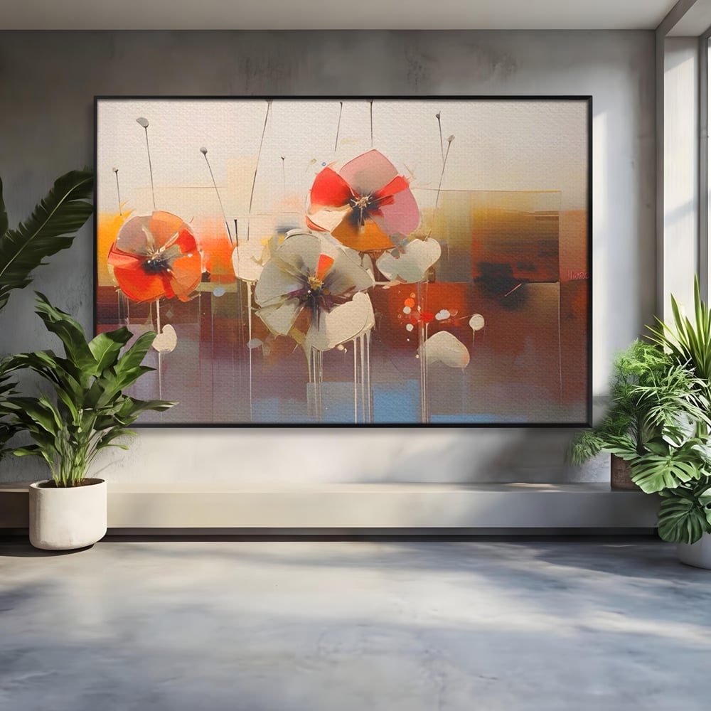 Leinwandbilder Premium LuxCanva® A1376, Gemalte Blumen , Schlafzimmer, Blumen, Gemälde, Natur, Dekorativ, Wohnen, Wohnzimmer, Lebendige Farben