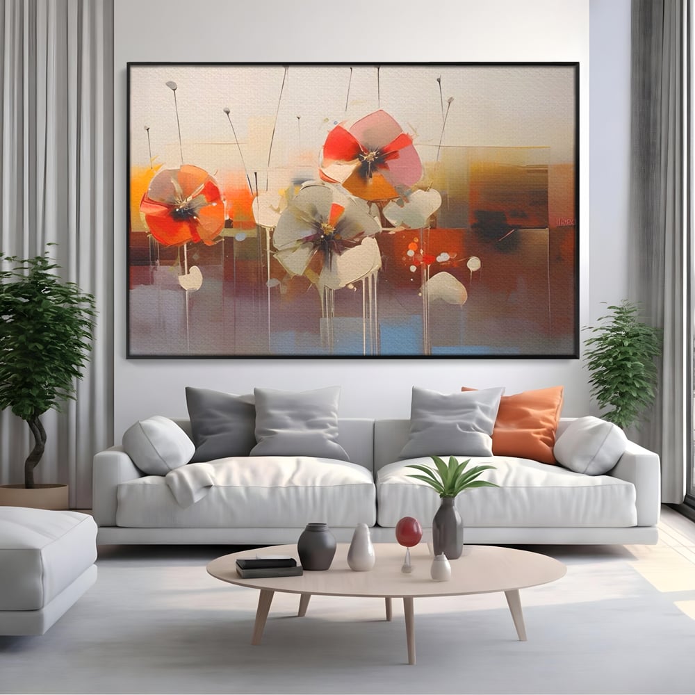 Leinwandbilder Premium LuxCanva® A1376, Gemalte Blumen , Schlafzimmer, Blumen, Gemälde, Natur, Dekorativ, Wohnen, Wohnzimmer, Lebendige Farben