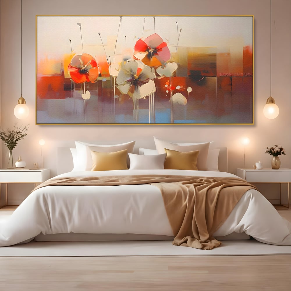 Leinwandbilder Premium LuxCanva® A1376, Gemalte Blumen , Schlafzimmer, Blumen, Gemälde, Natur, Dekorativ, Wohnen, Wohnzimmer, Lebendige Farben
