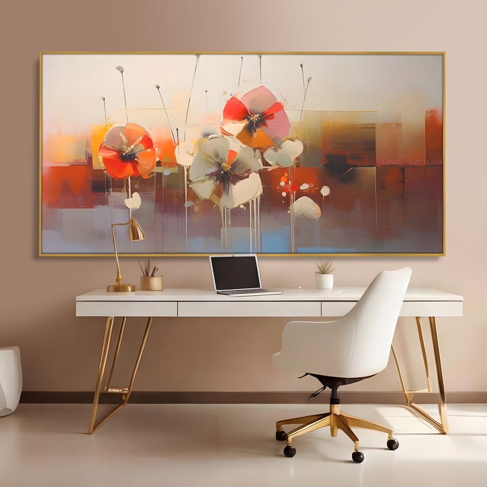 Leinwandbilder Premium LuxCanva® A1376, Gemalte Blumen , Schlafzimmer, Blumen, Gemälde, Natur, Dekorativ, Wohnen, Wohnzimmer, Lebendige Farben