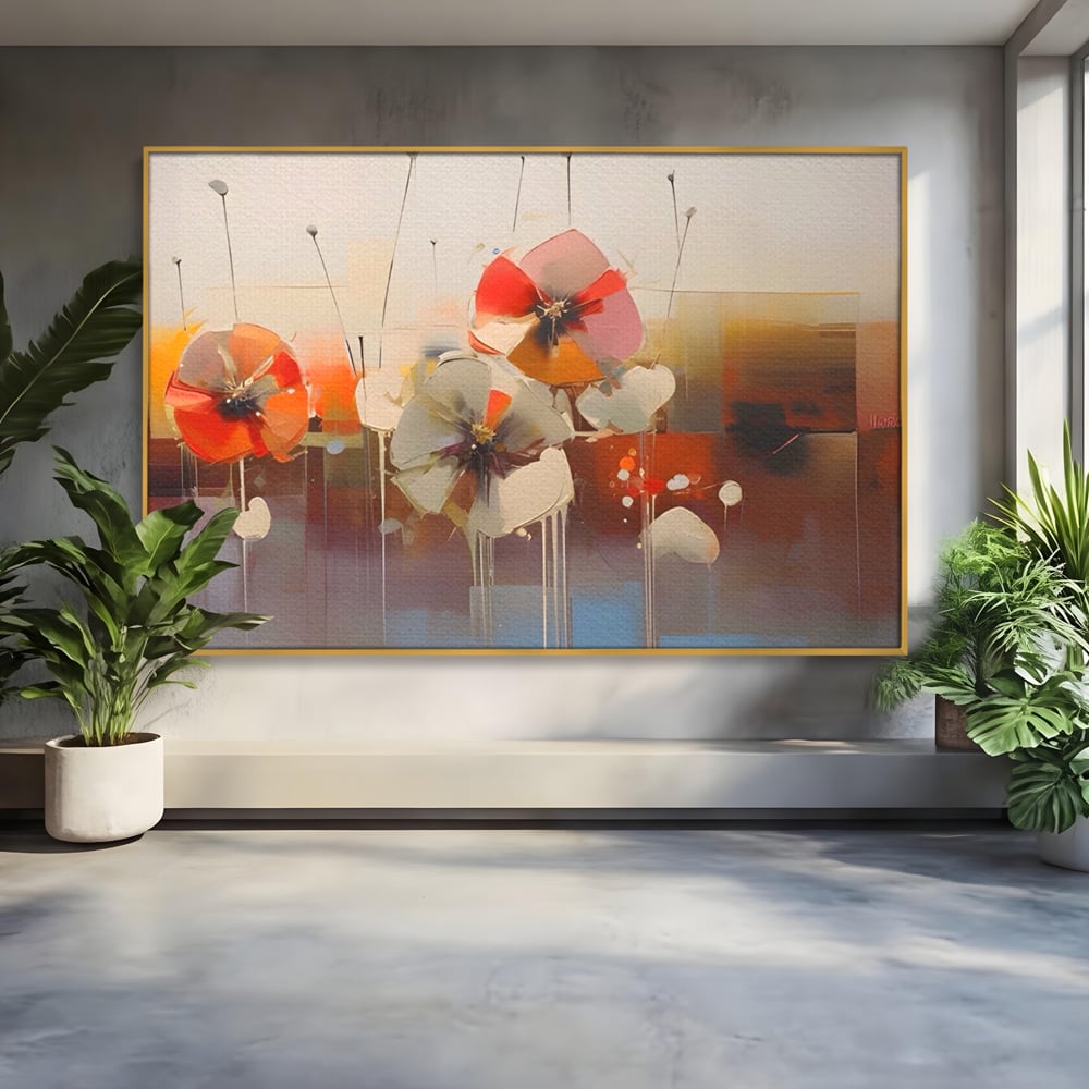 Leinwandbilder Premium LuxCanva® A1376, Gemalte Blumen , Schlafzimmer, Blumen, Gemälde, Natur, Dekorativ, Wohnen, Wohnzimmer, Lebendige Farben