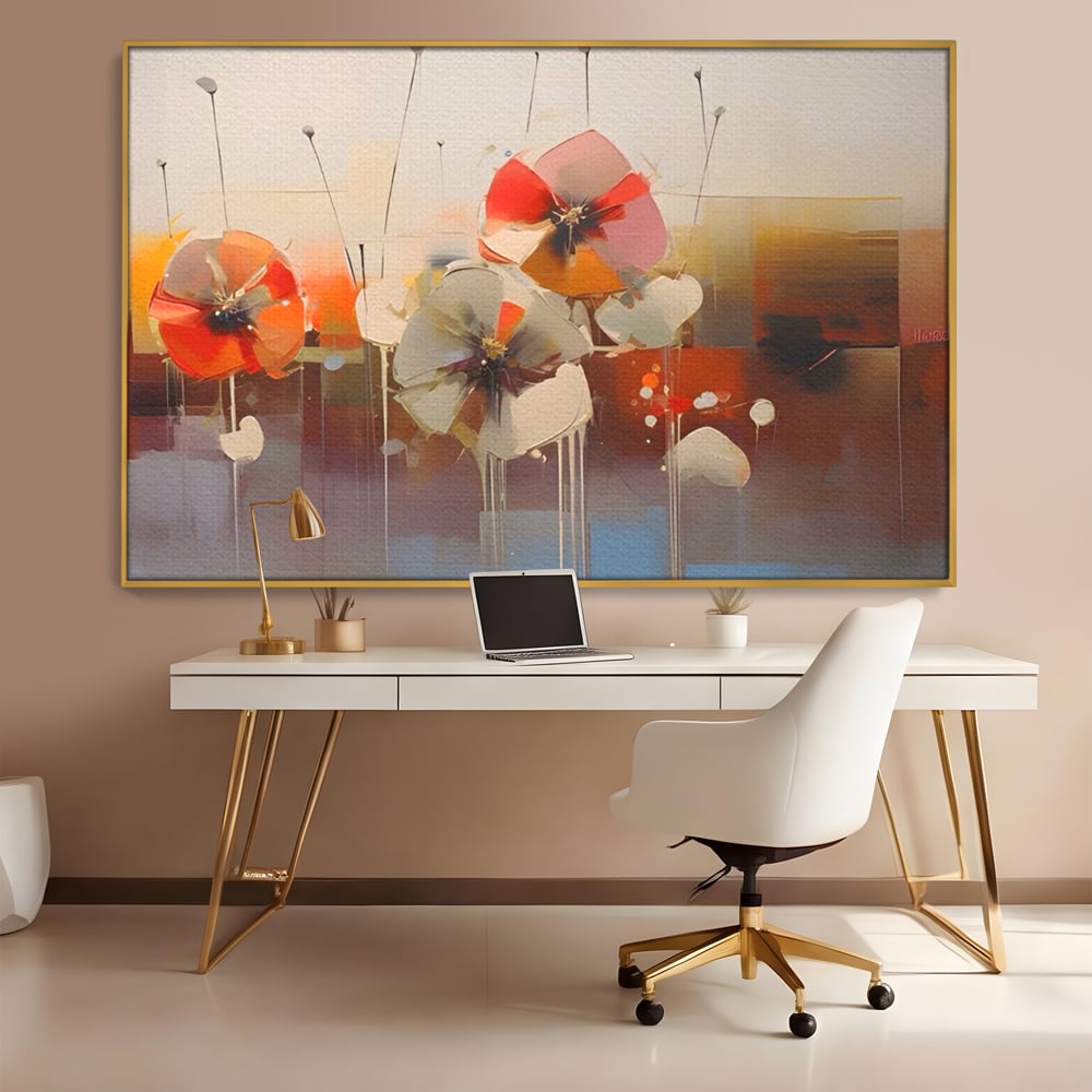 Leinwandbilder Premium LuxCanva® A1376, Gemalte Blumen , Schlafzimmer, Blumen, Gemälde, Natur, Dekorativ, Wohnen, Wohnzimmer, Lebendige Farben