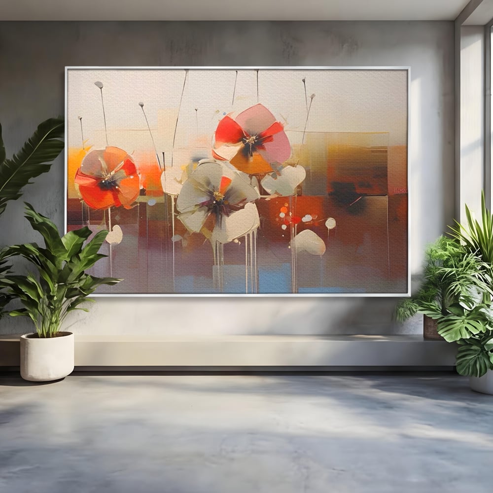 Leinwandbilder Premium LuxCanva® A1376, Gemalte Blumen , Schlafzimmer, Blumen, Gemälde, Natur, Dekorativ, Wohnen, Wohnzimmer, Lebendige Farben