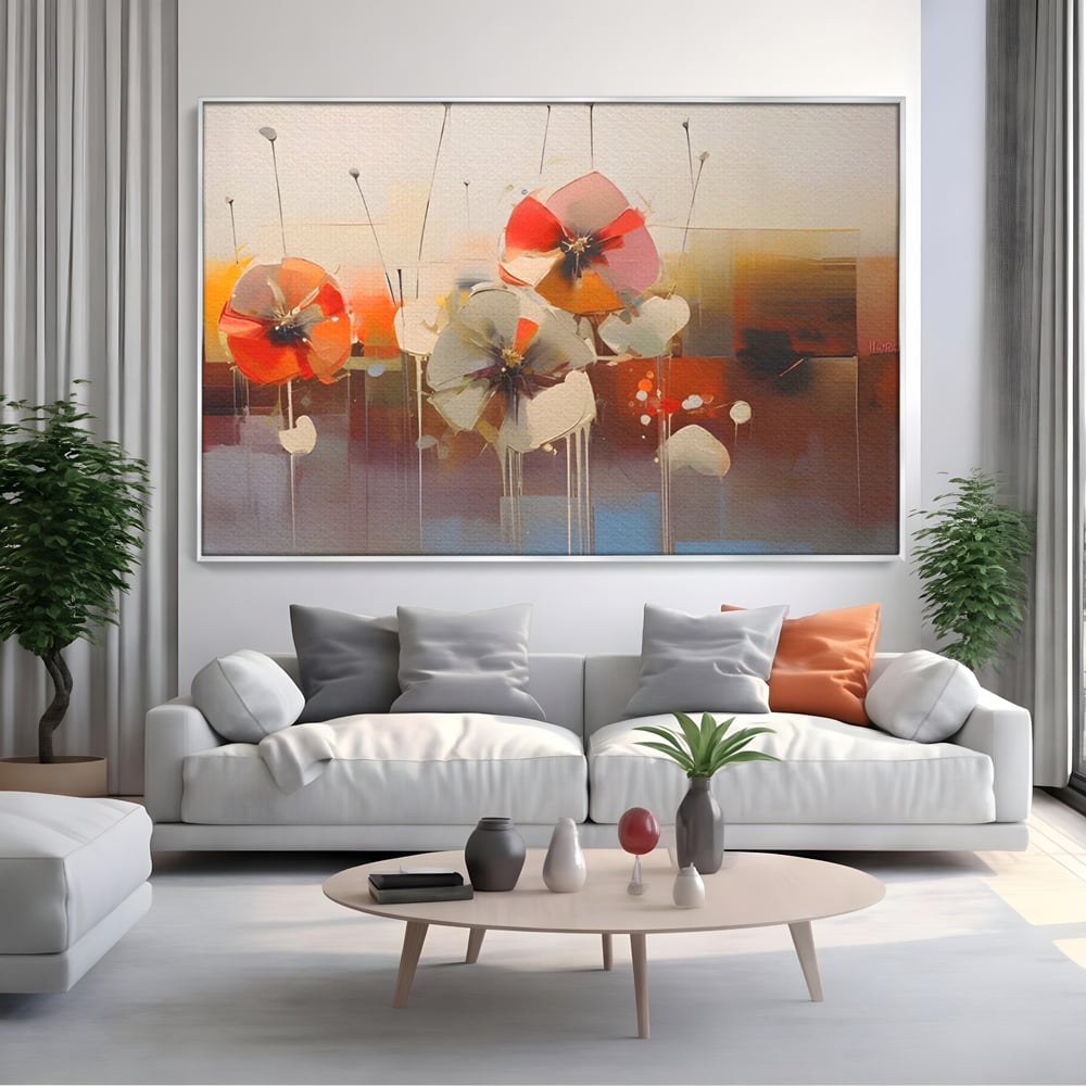 Leinwandbilder Premium LuxCanva® A1376, Gemalte Blumen , Schlafzimmer, Blumen, Gemälde, Natur, Dekorativ, Wohnen, Wohnzimmer, Lebendige Farben