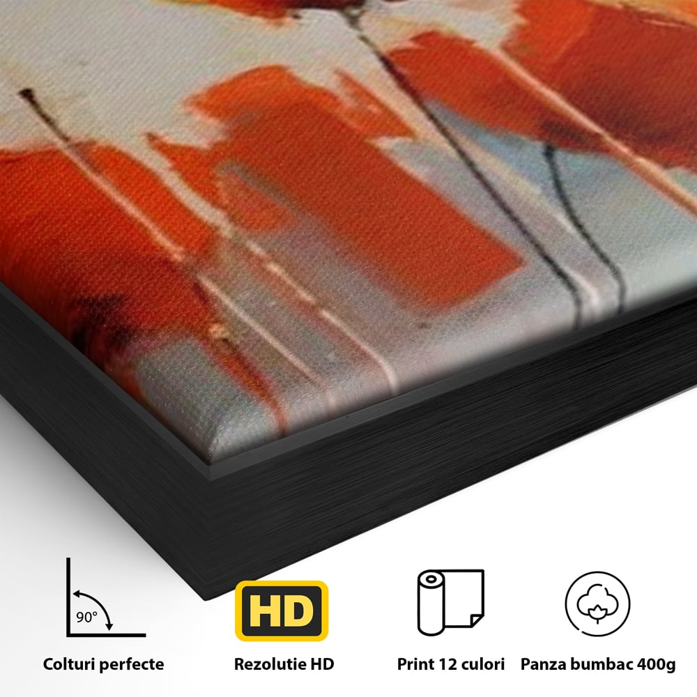 Tablou Canvas Premium LuxCanva® A1377, Red Flowers , Dormitor, Maci, Pictura, Flori, Decorativ, Living, Culori Vibrante
