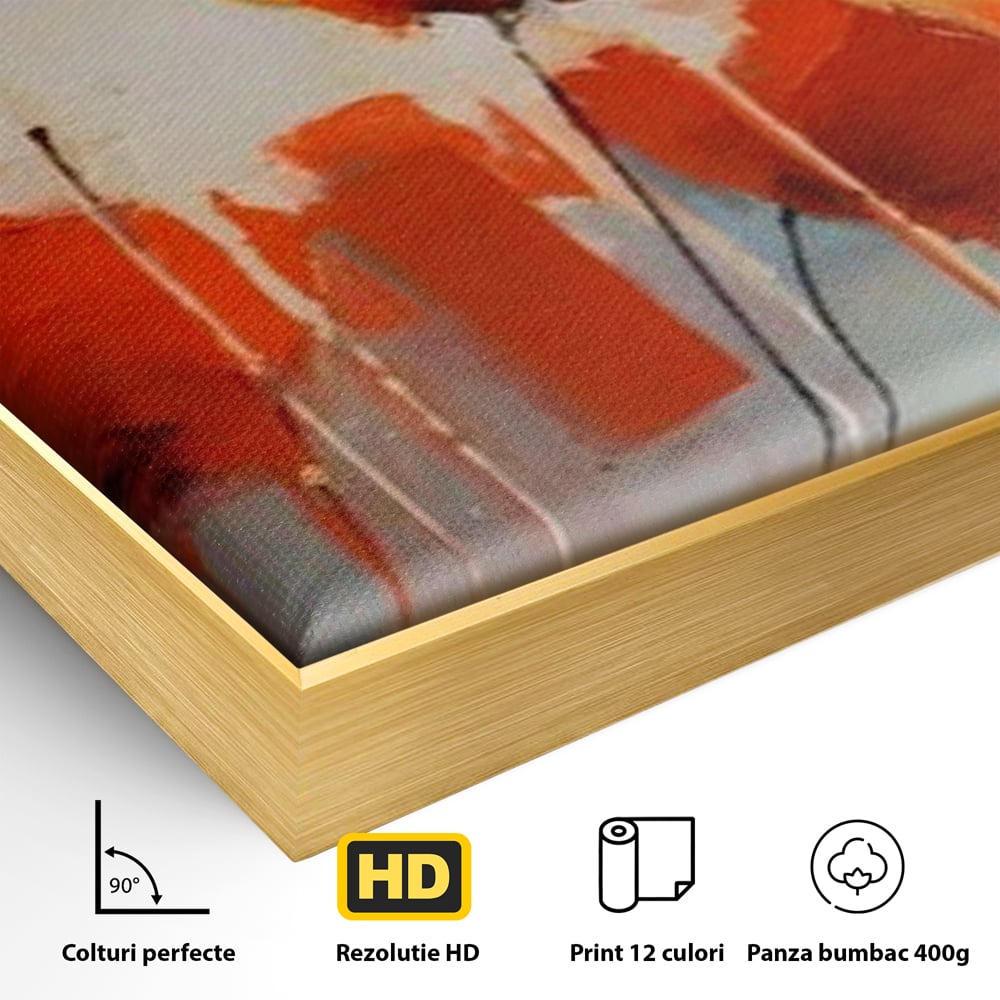 Tablou Canvas Premium LuxCanva® A1377, Red Flowers , Dormitor, Maci, Pictura, Flori, Decorativ, Living, Culori Vibrante