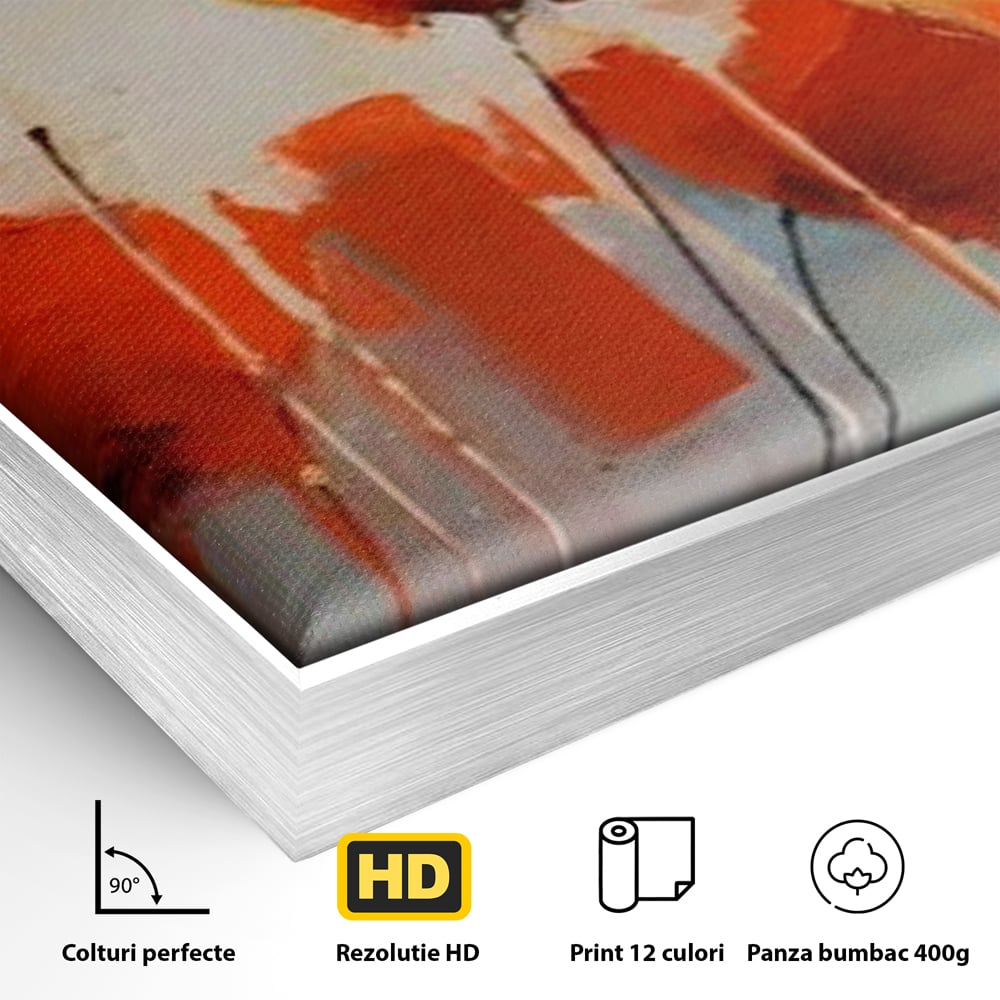 Tablou Canvas Premium LuxCanva® A1377, Red Flowers , Dormitor, Maci, Pictura, Flori, Decorativ, Living, Culori Vibrante