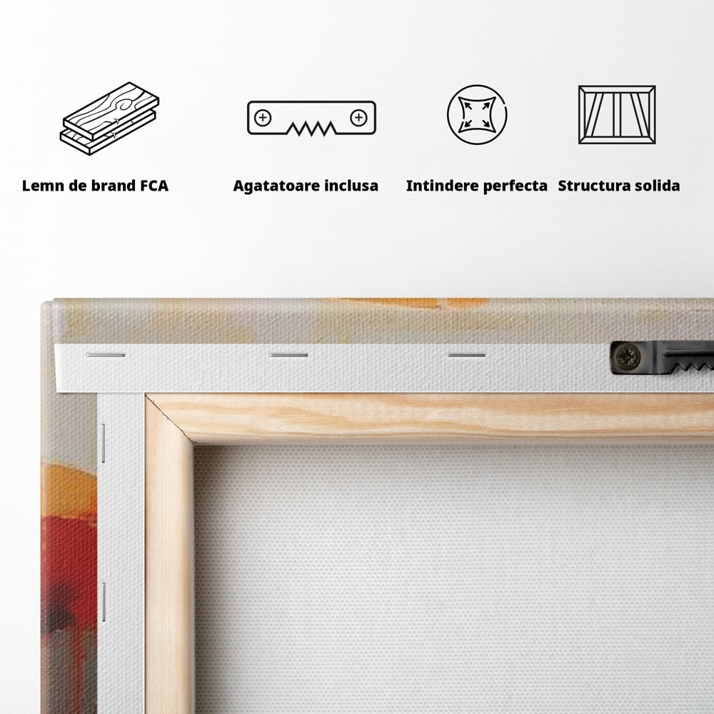 Tablou Canvas Premium LuxCanva® A1377, Red Flowers , Dormitor, Maci, Pictura, Flori, Decorativ, Living, Culori Vibrante