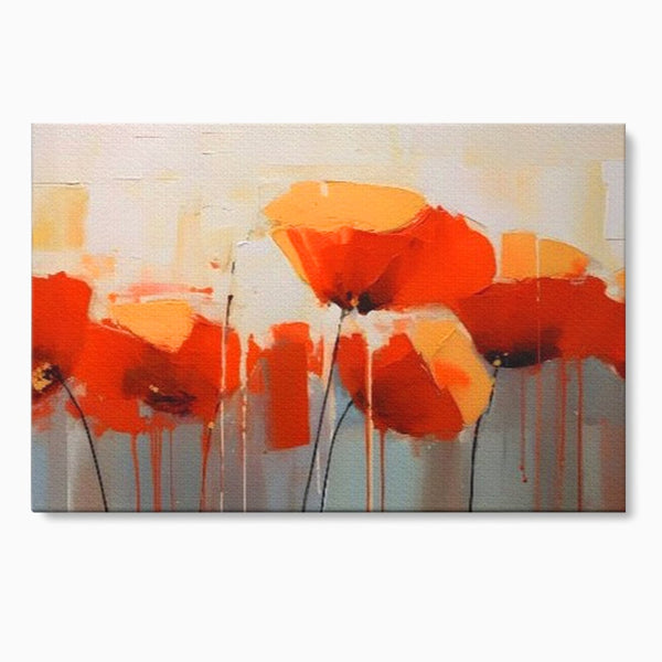 Tablou Canvas Premium LuxCanva® A1377, Red Flowers , Dormitor, Maci, Pictura, Flori, Decorativ, Living, Culori Vibrante