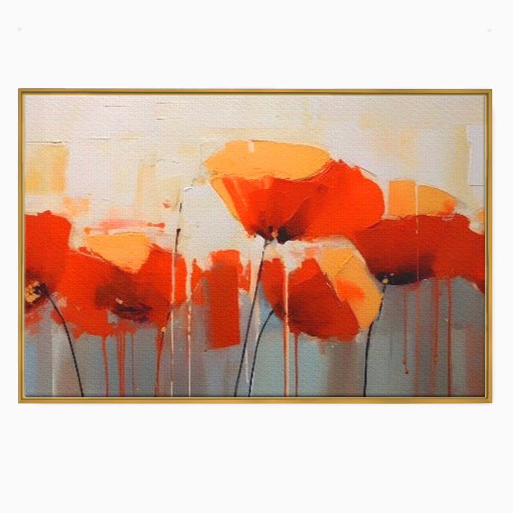 Tablou Canvas Premium LuxCanva® A1377, Red Flowers , Dormitor, Maci, Pictura, Flori, Decorativ, Living, Culori Vibrante