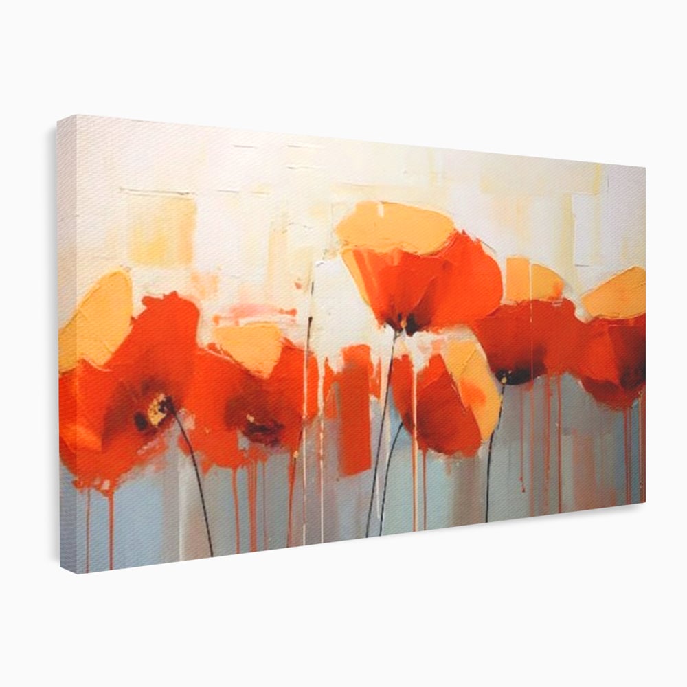 Tablou Canvas Premium LuxCanva® A1377, Red Flowers , Dormitor, Maci, Pictura, Flori, Decorativ, Living, Culori Vibrante