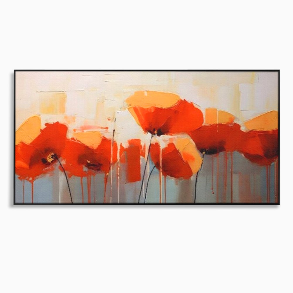 Tablou Canvas Premium LuxCanva® A1377, Red Flowers , Dormitor, Maci, Pictura, Flori, Decorativ, Living, Culori Vibrante
