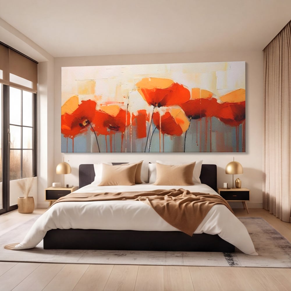 Tablou Canvas Premium LuxCanva® A1377, Red Flowers , Dormitor, Maci, Pictura, Flori, Decorativ, Living, Culori Vibrante