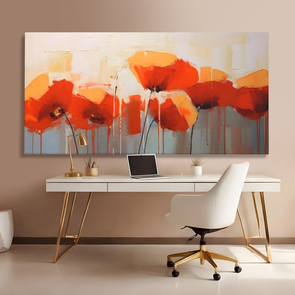 Tablou Canvas Premium LuxCanva® A1377, Red Flowers , Dormitor, Maci, Pictura, Flori, Decorativ, Living, Culori Vibrante