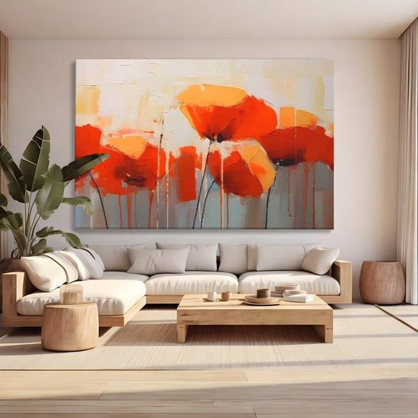Tablou Canvas Premium LuxCanva® A1377, Red Flowers , Dormitor, Maci, Pictura, Flori, Decorativ, Living, Culori Vibrante