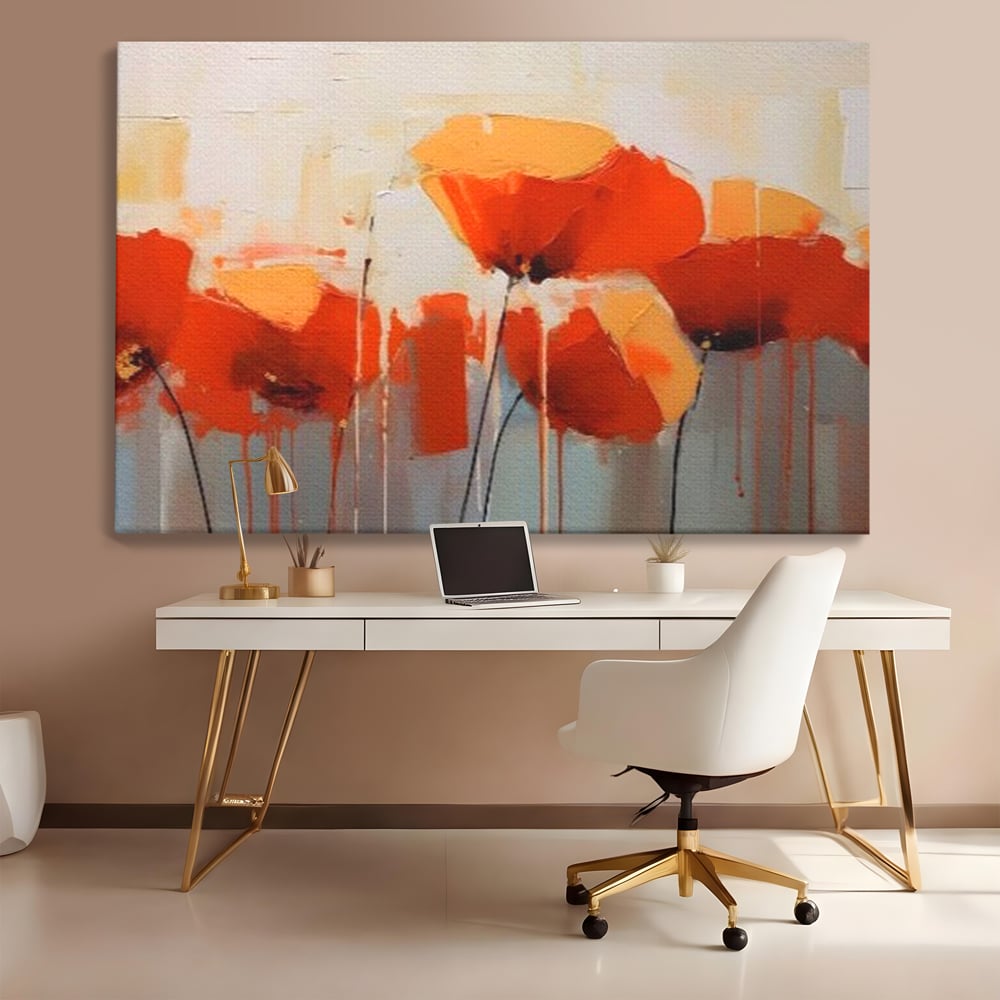 Tablou Canvas Premium LuxCanva® A1377, Red Flowers , Dormitor, Maci, Pictura, Flori, Decorativ, Living, Culori Vibrante