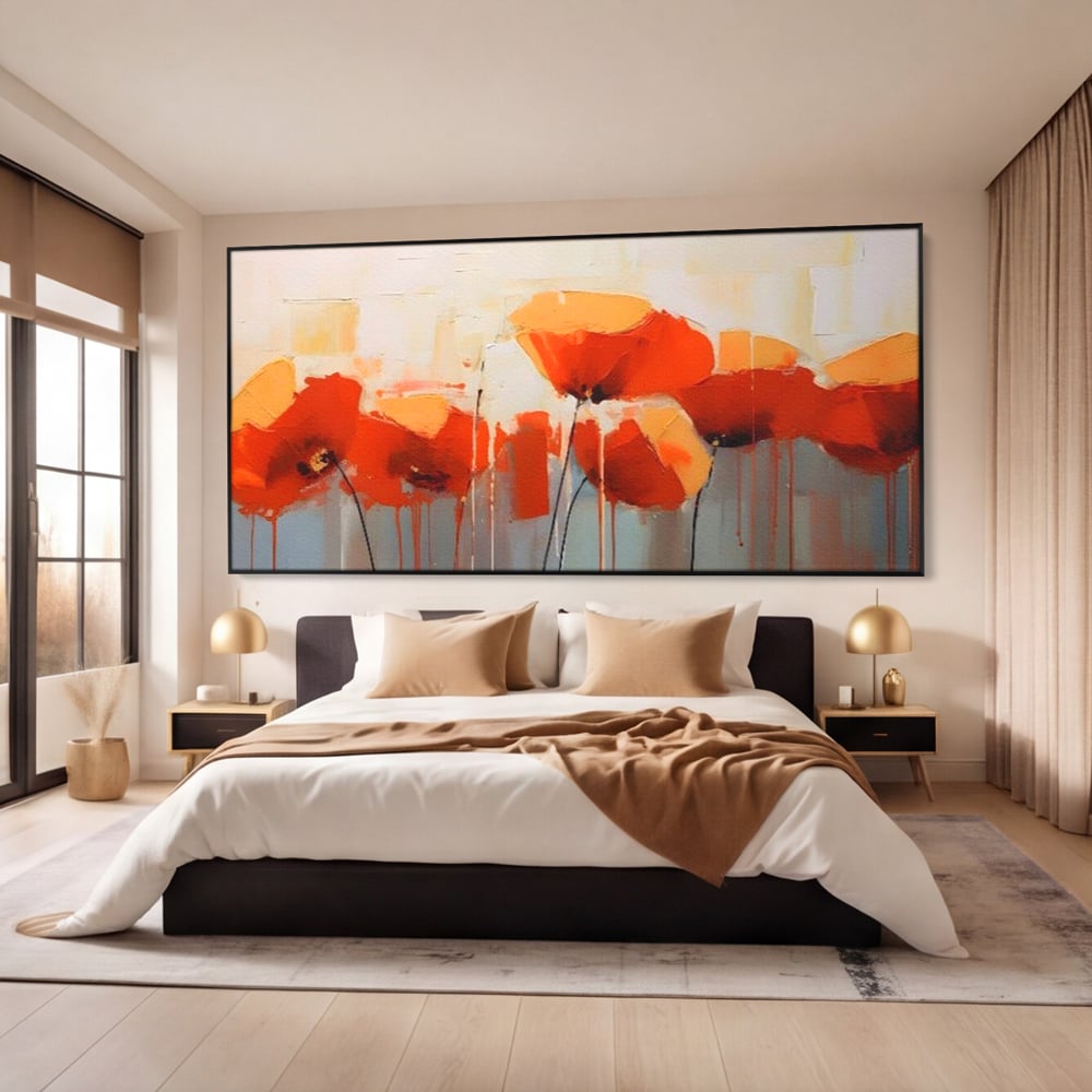Tablou Canvas Premium LuxCanva® A1377, Red Flowers , Dormitor, Maci, Pictura, Flori, Decorativ, Living, Culori Vibrante