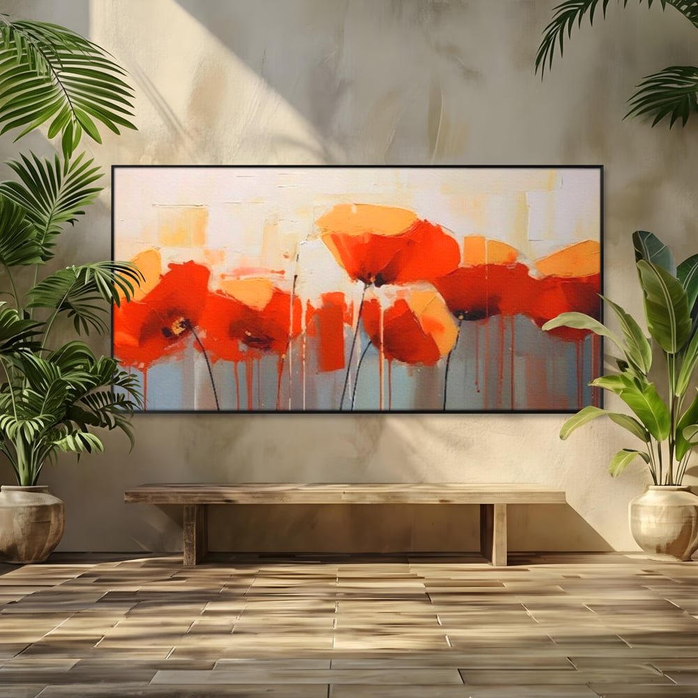 Tablou Canvas Premium LuxCanva® A1377, Red Flowers , Dormitor, Maci, Pictura, Flori, Decorativ, Living, Culori Vibrante