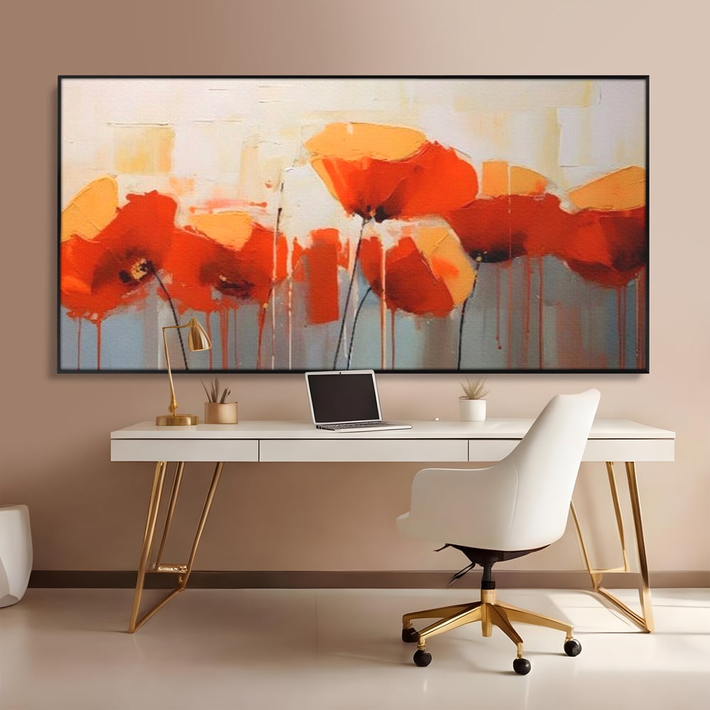 Tablou Canvas Premium LuxCanva® A1377, Red Flowers , Dormitor, Maci, Pictura, Flori, Decorativ, Living, Culori Vibrante