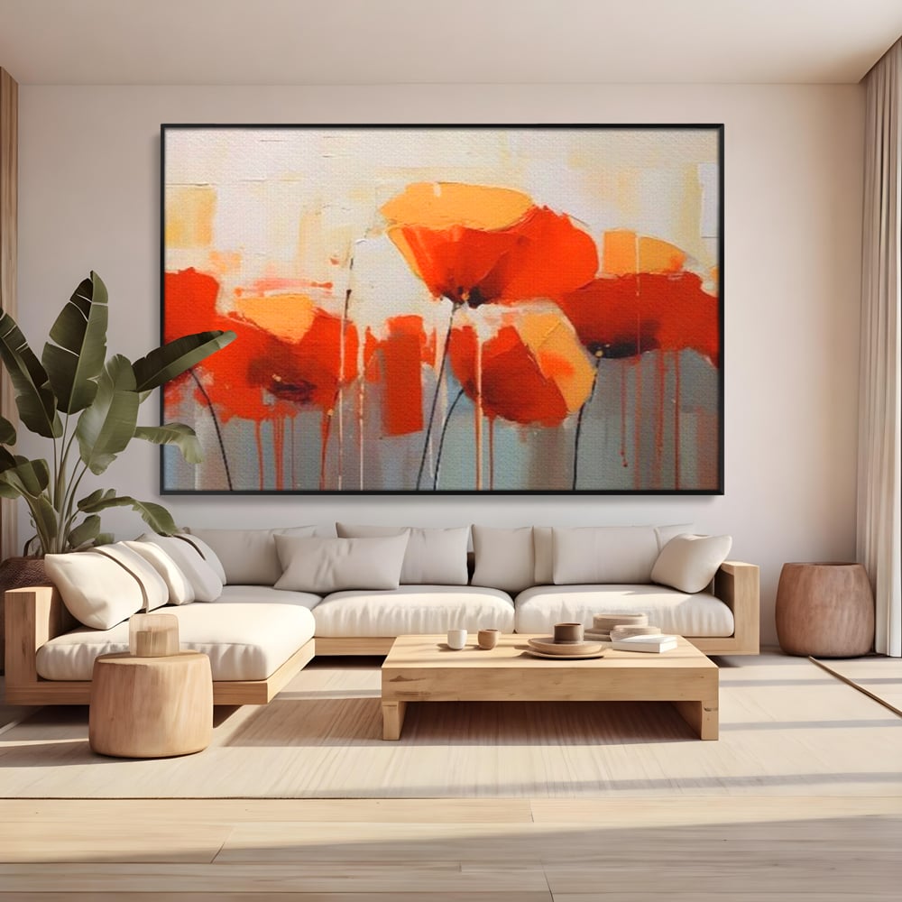 Tablou Canvas Premium LuxCanva® A1377, Red Flowers , Dormitor, Maci, Pictura, Flori, Decorativ, Living, Culori Vibrante