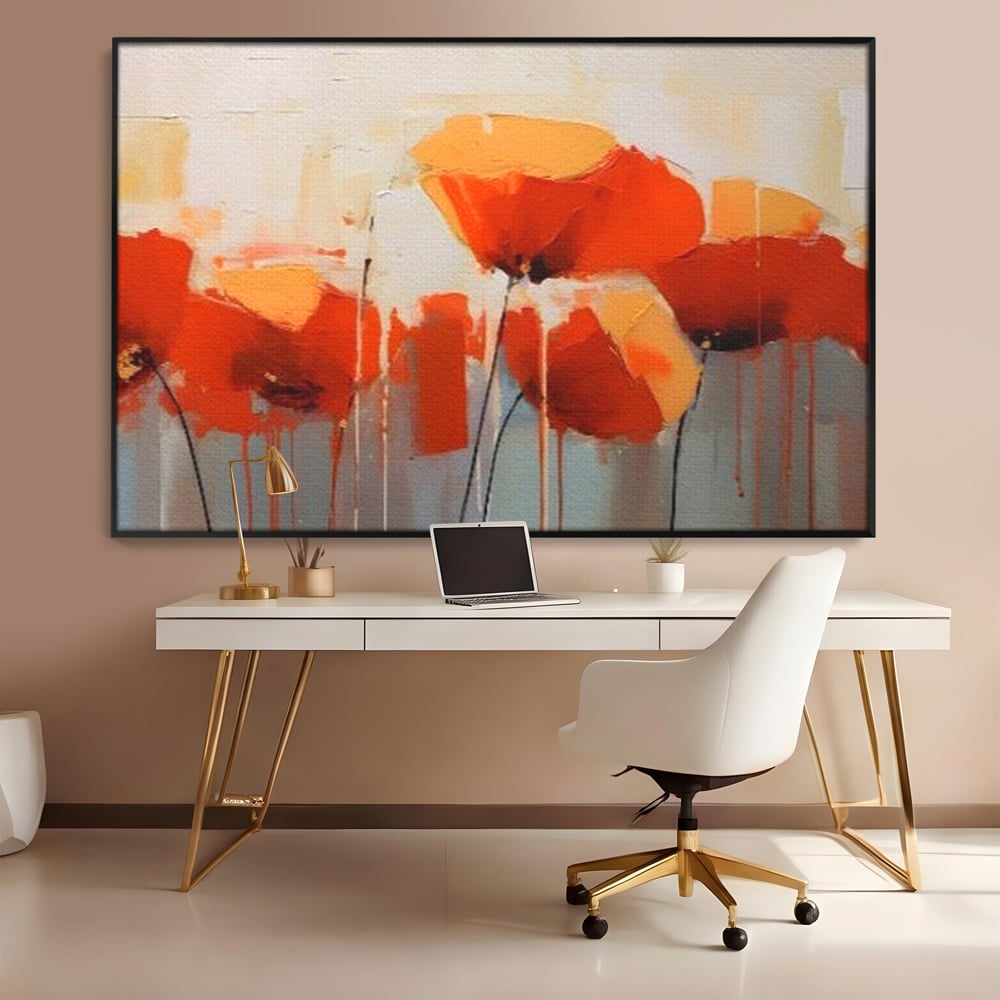 Tablou Canvas Premium LuxCanva® A1377, Red Flowers , Dormitor, Maci, Pictura, Flori, Decorativ, Living, Culori Vibrante