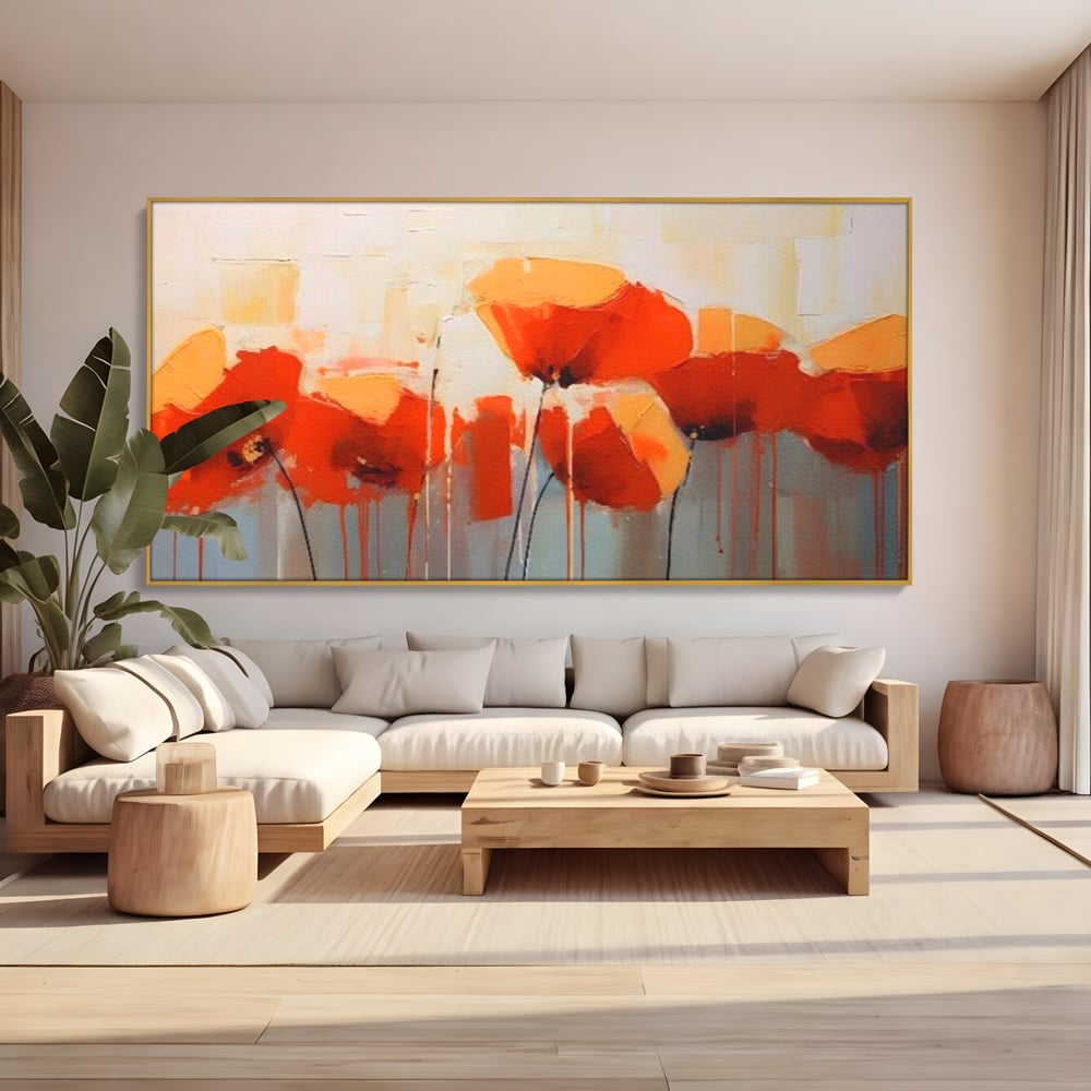 Tablou Canvas Premium LuxCanva® A1377, Red Flowers , Dormitor, Maci, Pictura, Flori, Decorativ, Living, Culori Vibrante