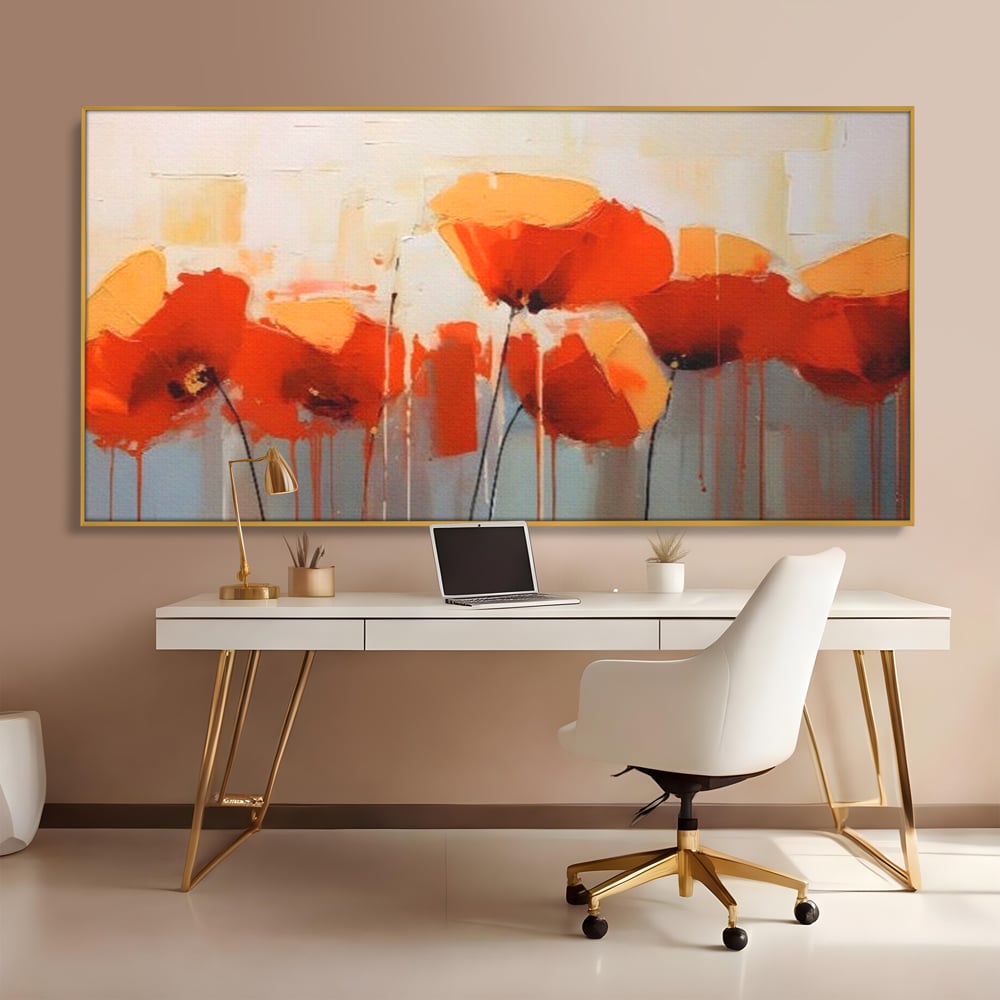 Tablou Canvas Premium LuxCanva® A1377, Red Flowers , Dormitor, Maci, Pictura, Flori, Decorativ, Living, Culori Vibrante