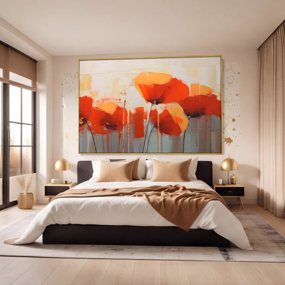 Tablou Canvas Premium LuxCanva® A1377, Red Flowers , Dormitor, Maci, Pictura, Flori, Decorativ, Living, Culori Vibrante