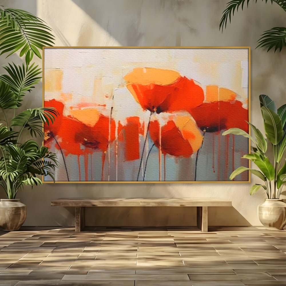 Tablou Canvas Premium LuxCanva® A1377, Red Flowers , Dormitor, Maci, Pictura, Flori, Decorativ, Living, Culori Vibrante