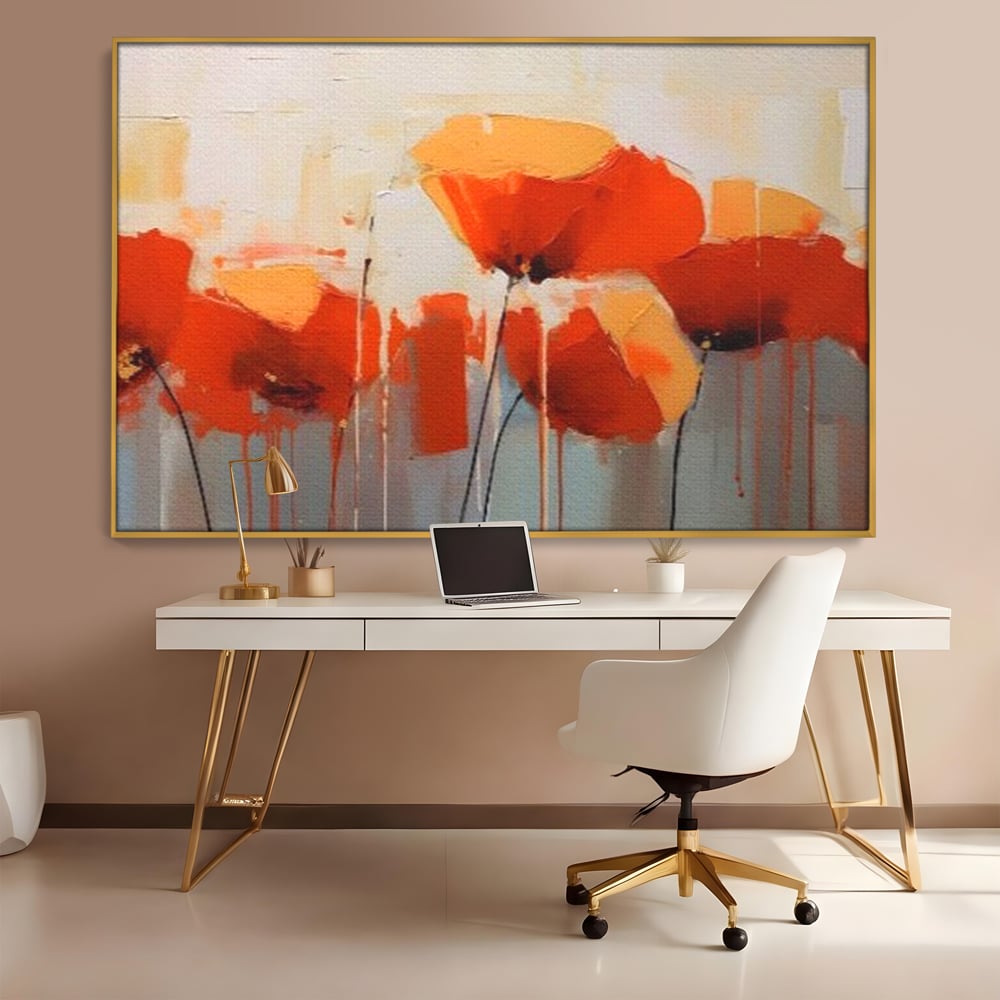 Tablou Canvas Premium LuxCanva® A1377, Red Flowers , Dormitor, Maci, Pictura, Flori, Decorativ, Living, Culori Vibrante