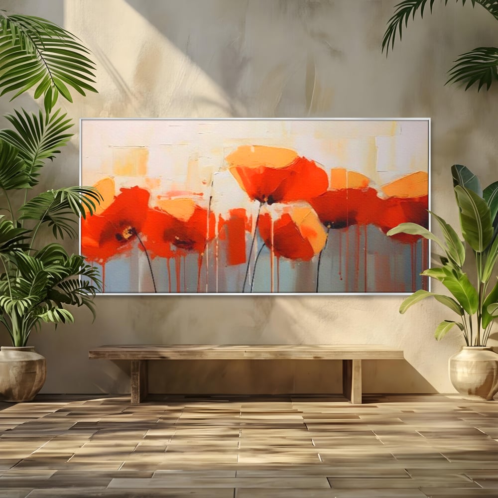 Tablou Canvas Premium LuxCanva® A1377, Red Flowers , Dormitor, Maci, Pictura, Flori, Decorativ, Living, Culori Vibrante