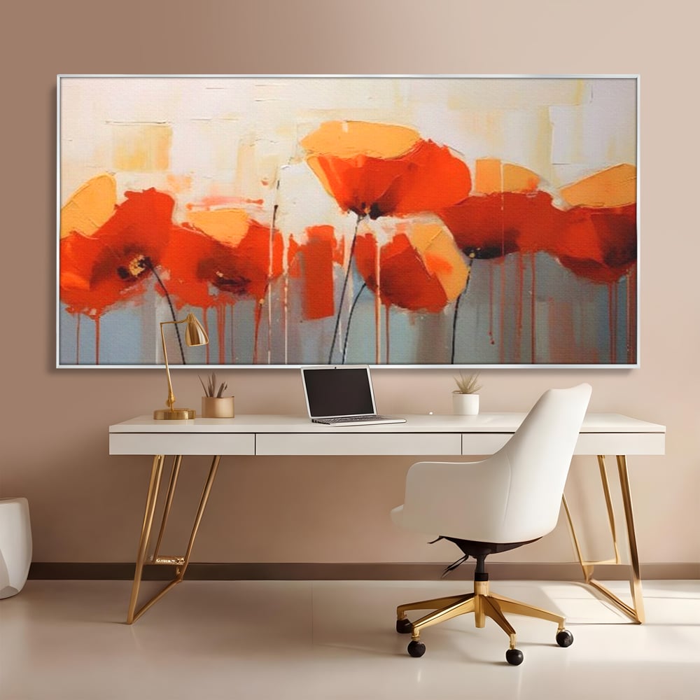 Tablou Canvas Premium LuxCanva® A1377, Red Flowers , Dormitor, Maci, Pictura, Flori, Decorativ, Living, Culori Vibrante