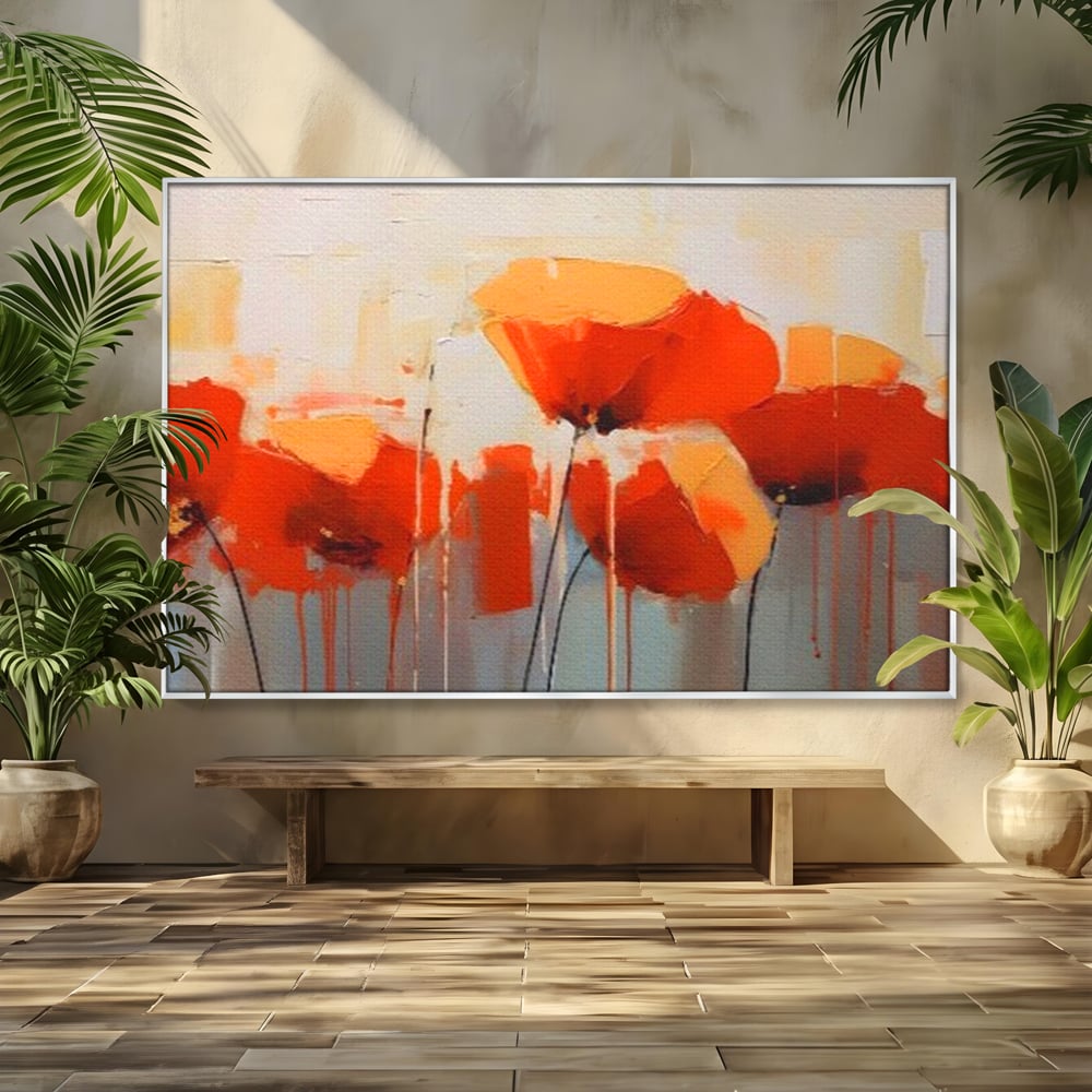 Tablou Canvas Premium LuxCanva® A1377, Red Flowers , Dormitor, Maci, Pictura, Flori, Decorativ, Living, Culori Vibrante