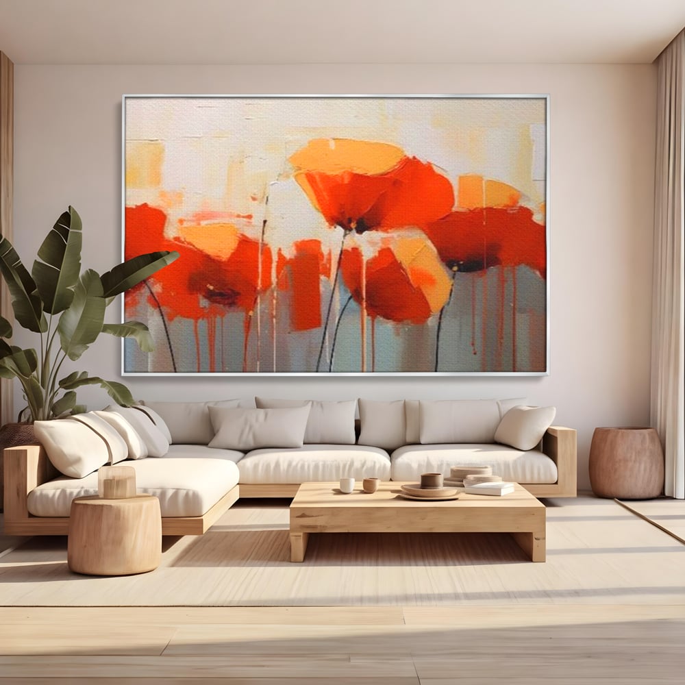 Tablou Canvas Premium LuxCanva® A1377, Red Flowers , Dormitor, Maci, Pictura, Flori, Decorativ, Living, Culori Vibrante