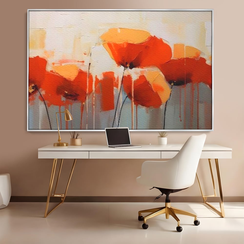 Tablou Canvas Premium LuxCanva® A1377, Red Flowers , Dormitor, Maci, Pictura, Flori, Decorativ, Living, Culori Vibrante