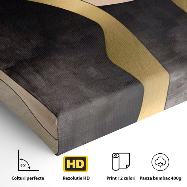 Tablou Canvas Premium LuxCanva® A1378, Siluete , Dormitor, Abstract, Auriu, Decorativ, Living, Culori Vibrante
