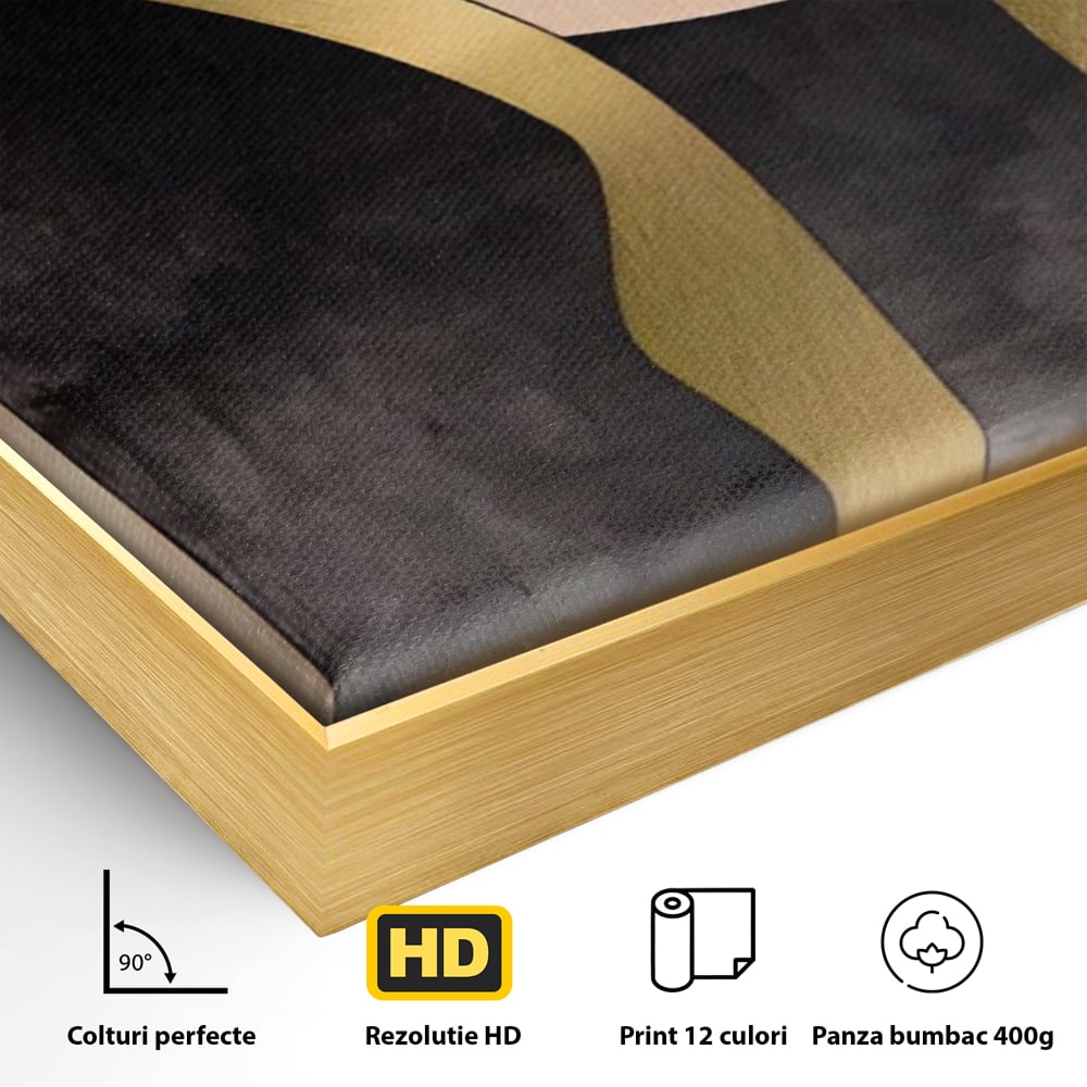 Tablou Canvas Premium LuxCanva® A1378, Siluete , Dormitor, Abstract, Auriu, Decorativ, Living, Culori Vibrante
