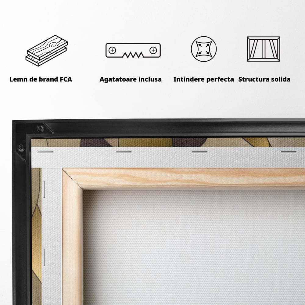 Tablou Canvas Premium LuxCanva® A1378, Siluete , Dormitor, Abstract, Auriu, Decorativ, Living, Culori Vibrante