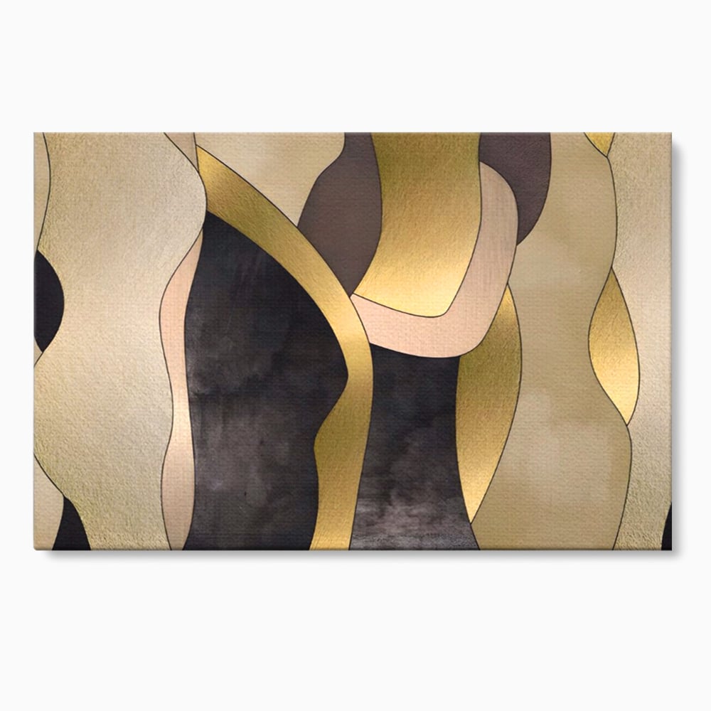 Tablou Canvas Premium LuxCanva® A1378, Siluete , Dormitor, Abstract, Auriu, Decorativ, Living, Culori Vibrante