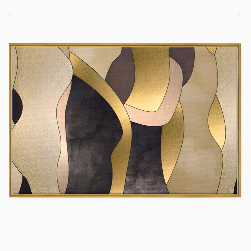 Tablou Canvas Premium LuxCanva® A1378, Siluete , Dormitor, Abstract, Auriu, Decorativ, Living, Culori Vibrante