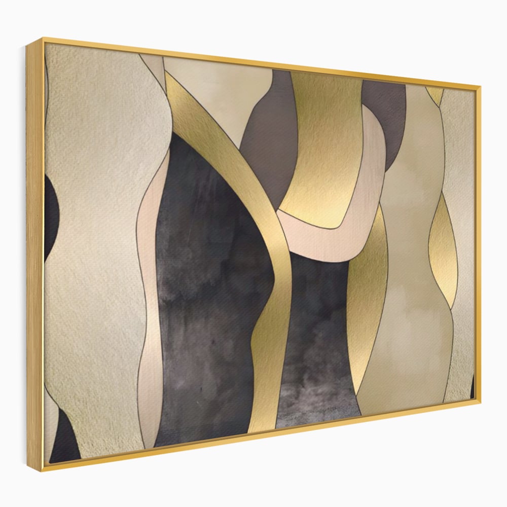 Tablou Canvas Premium LuxCanva® A1378, Siluete , Dormitor, Abstract, Auriu, Decorativ, Living, Culori Vibrante