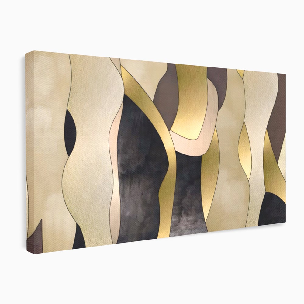 Tablou Canvas Premium LuxCanva® A1378, Siluete , Dormitor, Abstract, Auriu, Decorativ, Living, Culori Vibrante