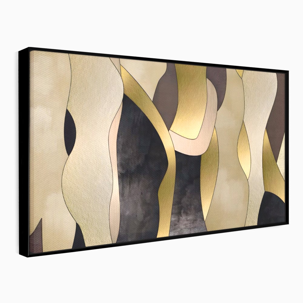 Tablou Canvas Premium LuxCanva® A1378, Siluete , Dormitor, Abstract, Auriu, Decorativ, Living, Culori Vibrante